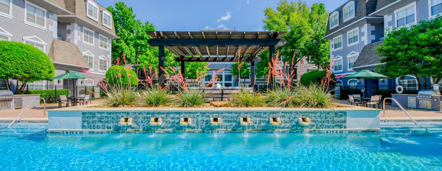 a swimming pool in a courtyard