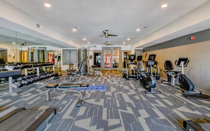 a room with exercise equipment