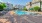 a swimming pool in a courtyard
